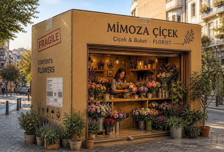 Hediye paketleme ve çiçekçi hazırlık alanı
