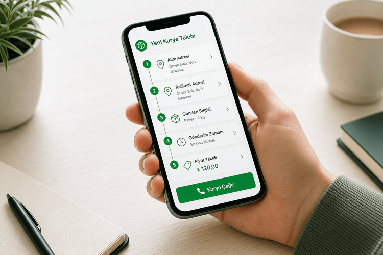 İzmir’de online kurye çağırma adımları — telefon ekranı